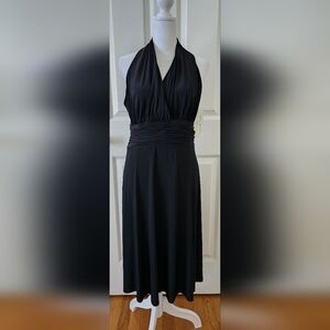 NWT Evan Picone Elegant Black Halter Dress, Size 12 Petite
